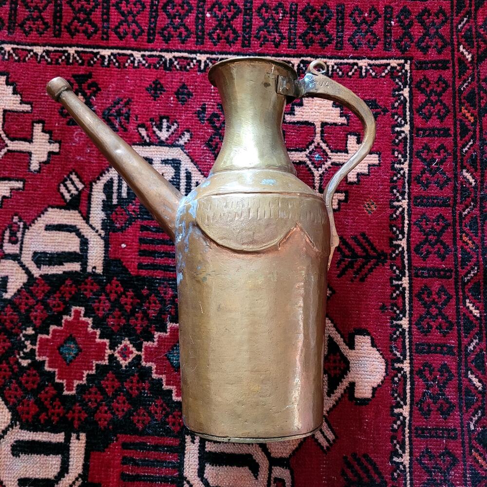 Antique Turkish Copper Pitcher Patina long spout watering can pitcher 13 inch